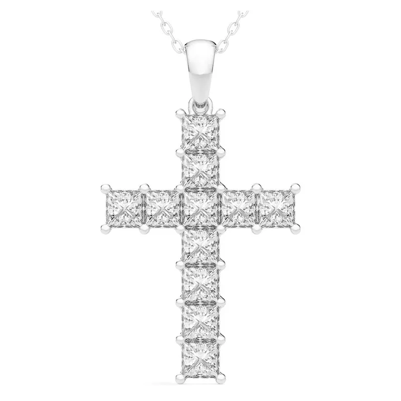 Wisiorek Krzyż 2.00 krt Laboratoryjny Diament 585 Białe Złoto (14K)