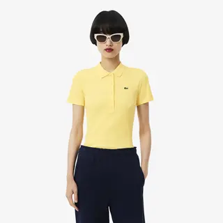 Lacoste Dopasowana Prążkowana Bawełniana Koszulka Polo L.12.D