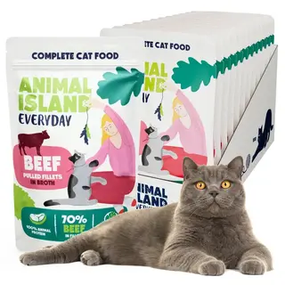 ANIMAL ISLAND Everyday Wołowina filety w rosole Box - mokra karma dla kota - 12 x 85g