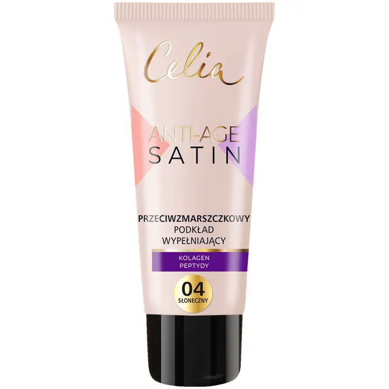 Celia Satin Anti-Age podkład wypełniający 04 słoneczny z kolagenem, peptydami i ceramidami, wysokie krycie 30 ml