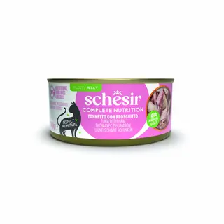 Schesir Complete Nutrition, filet w galarecie, 6 x 140 g w puszce - Tuńczyk z szynką