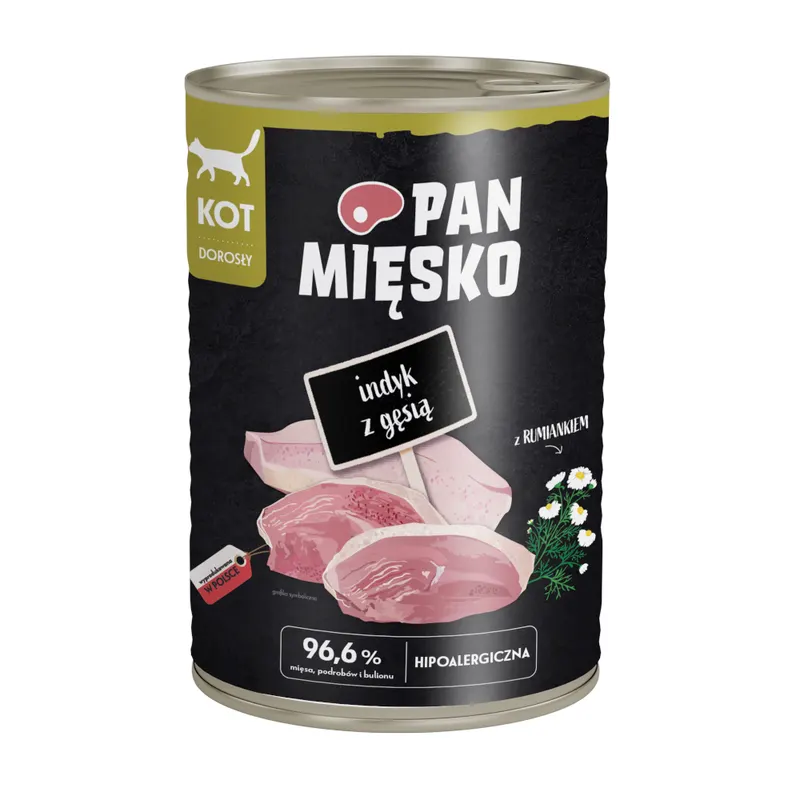 Pan Mięsko Cat, 12 x 400 g - Indyk z gęsią