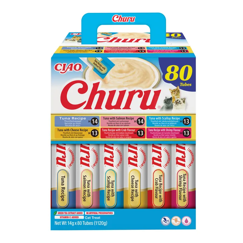 INABA Churu Mix z tuńczykiem Box - przysmak dla kota - 80x14g