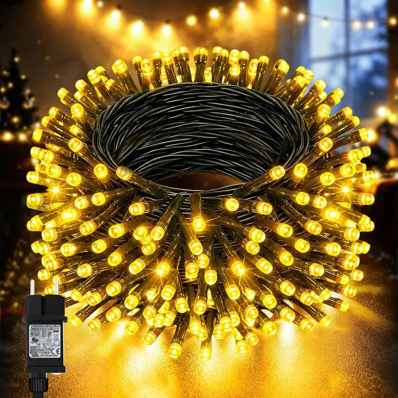 Łańcuch świetlny LED 30 m 300 diod ciepła biel wodoszczelny timer 8 trybów
