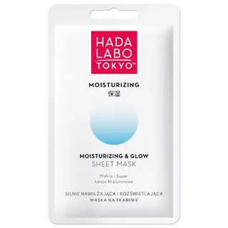 Hada Labo Tokyo Moisturizing silnie nawilżająca i rozświetlająca maska na tkaninie z kwasem hialuronowym, gliceryną i kompleksem cukrowym 20 ml