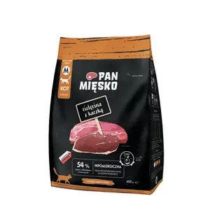 PAN MIĘSKO Cielęcina z kaczką M - sucha karma dla kota - 400g
