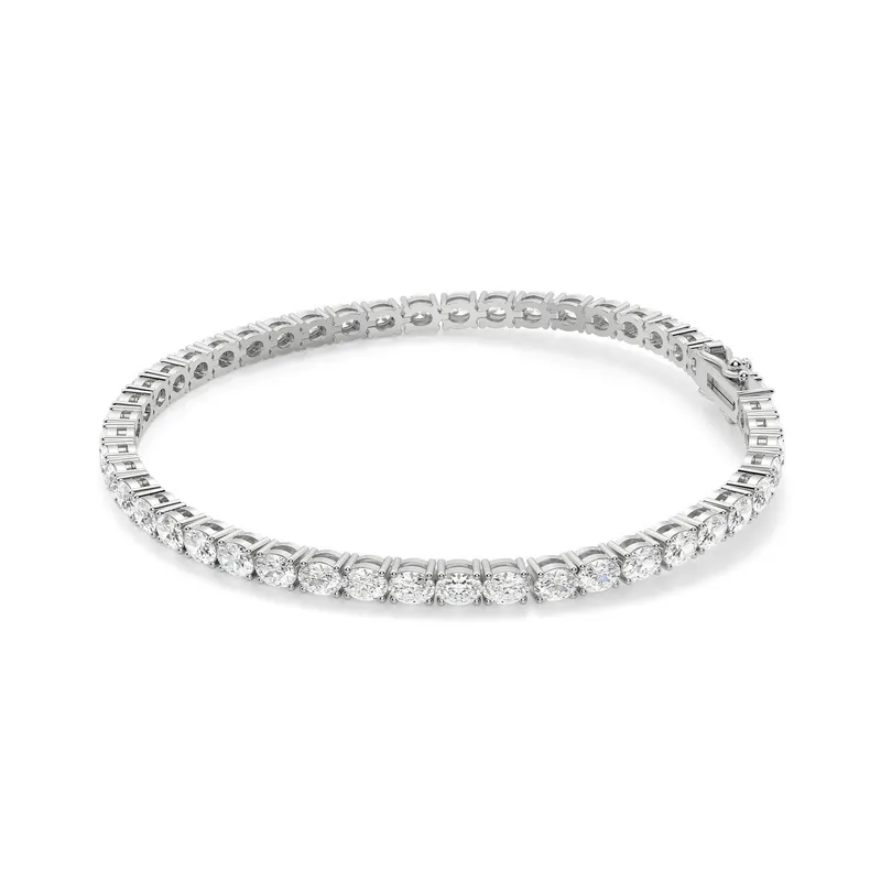 4 Prong Owalna Tenisowa Bransoletka s Laboratoryjnym Diamentem 7,00 krt z białego złota pr. 14K (585)