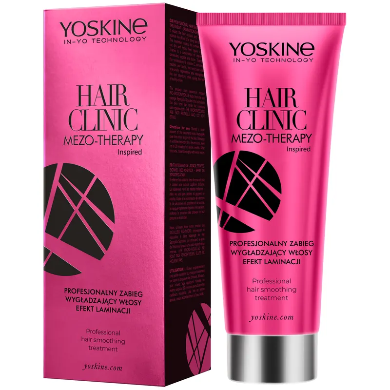 Yoskine Hair Clinic Mezo-Therapy profesjonalny zabieg wygładzający włosy Efekt Laminacji z ceramidami, peptydem, biotyną, witaminą E, niacynamidem i skwalanem 200 ml