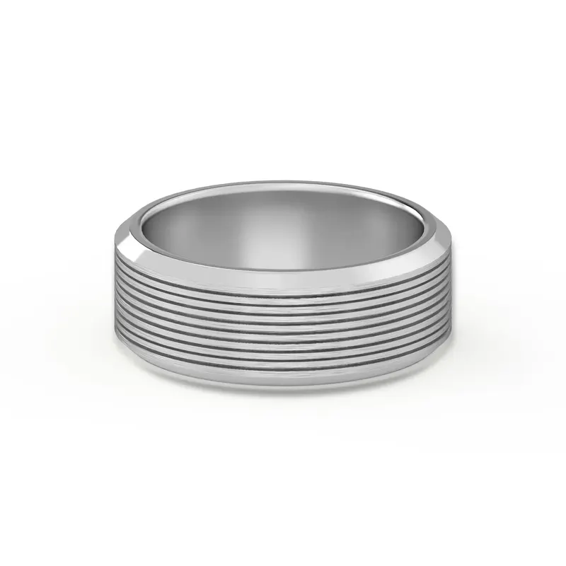 Teksturowana Obrączka Ślubna Edge Satin Finish 585 Białe Złoto (14K) 7 MM