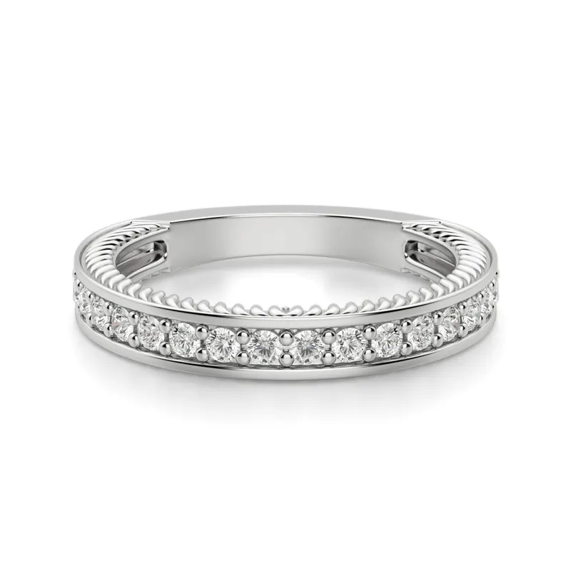 Obrączka Ślubna Sage Accented Laboratoryjny Diament 585 Białe Złoto (14K)