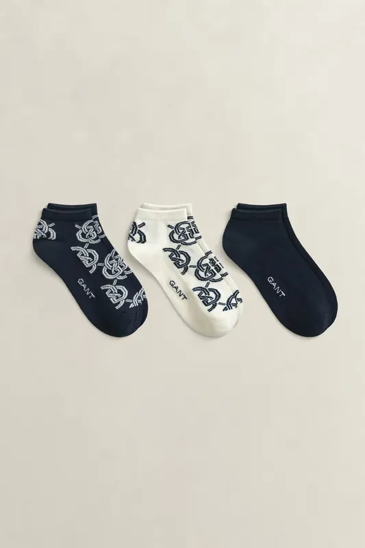 Gant Skarpetki Damskie Z Monogramem Granatowe 3-Pak
