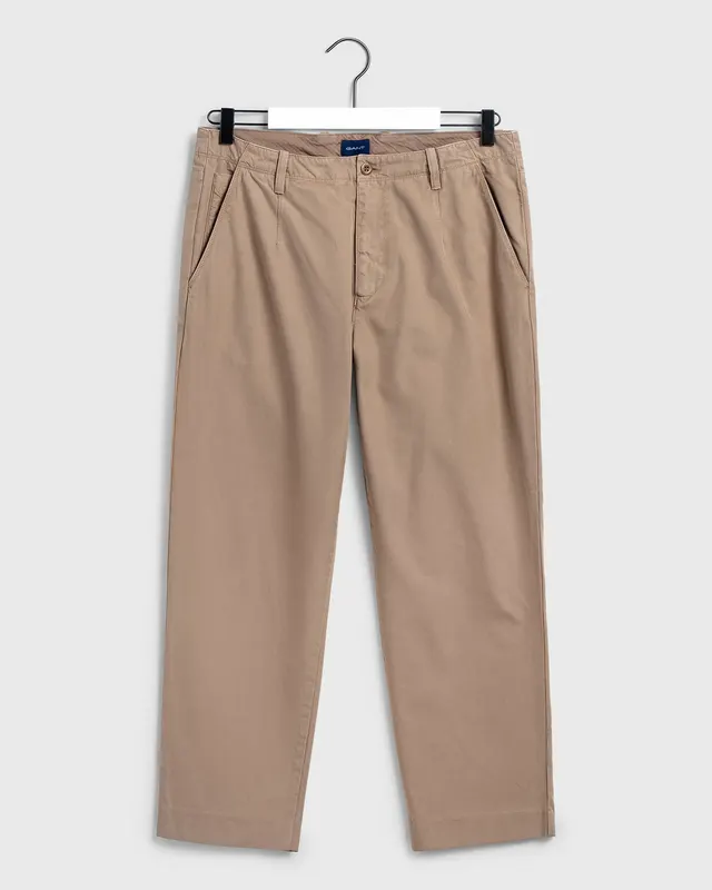 Gant Bawełniane Spodnie Męskie Slim Fit Beżowe