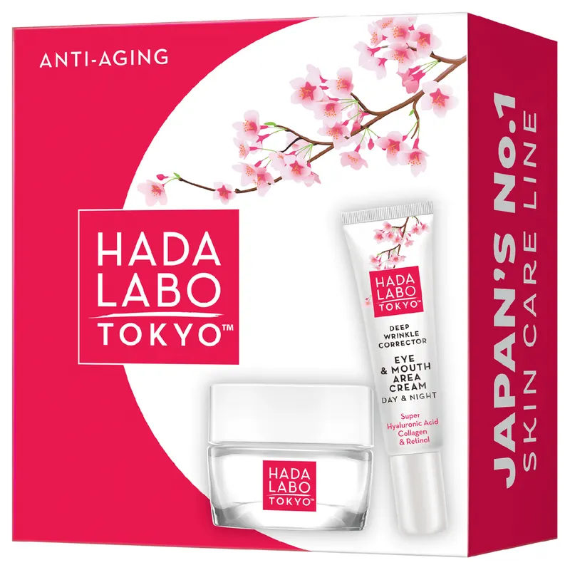 Zestaw Hada Labo Tokyo Red Hydro-krem do twarzy z Super Hyaluronic Acid™ 50 ml i Krem pod oczy 15 ml