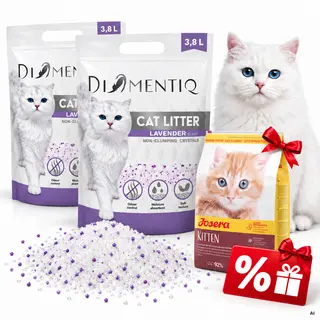 DIAMENTIQ Lavender - żwirek niezbrylający - 2x3,8 l + JOSERA Minette Kitten + Voucher rabatowy
