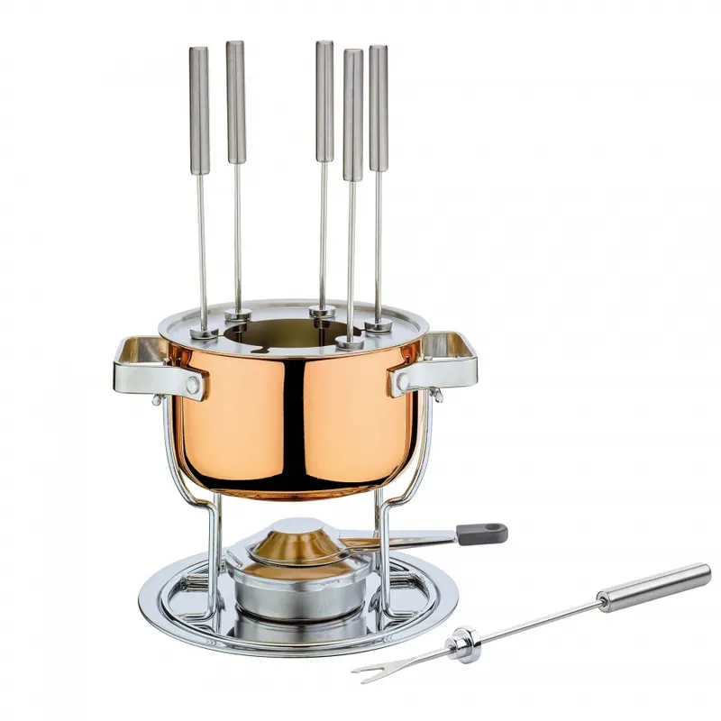 Zestaw do fondue, dla 6 os., stal nierdzewna/miedź, śred. 17 cm, 1,5 l