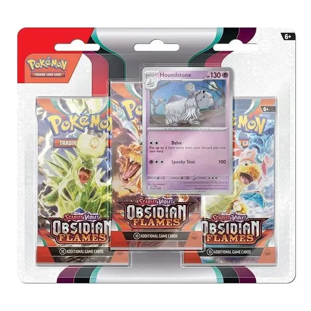 Zestaw kart Pokemon TCG: S&V - Obsidian Flames - Houndstone 3-Pack Blister