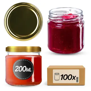 Słoiki na przetwory Lerma 200ml 100szt fi 66 mm + wieczka złote
