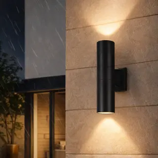 VIREON – Nowoczesny Kinkiet Elewacyjny LED Góra–Dół | IP65 | Czarny Mat | Aluminium