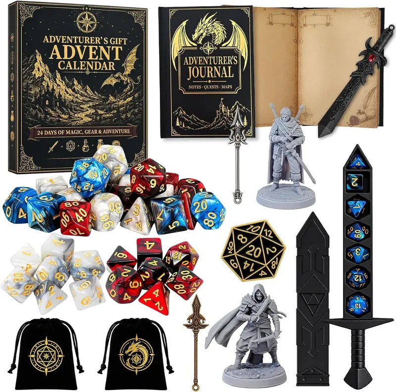 KALENDARZ ADWENTOWY W KSZTAŁCIE KOŚCI 24 DNI KOSTKI RPG FANTASY