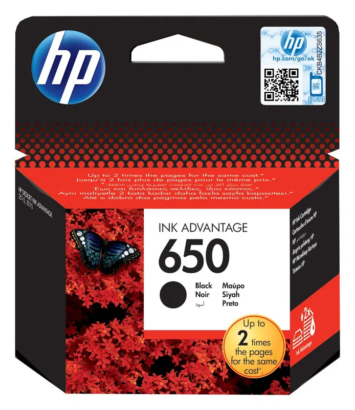 HP 650 Czarny Tusz Oryginalny Deskjet CZ101AE