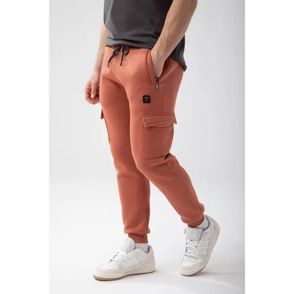 Brązowe spodnie męskie BASIC PANTS CARGO 150 T BROWN - S