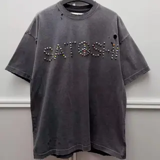 Yao Fashion Satoshi Tops Whatever It Takes Logo embellished Distressed Print Tees Hole New Vintage Casual T-shirt for Men