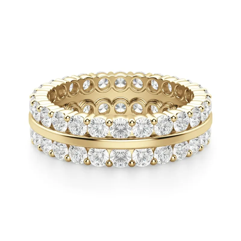 Obrączka Ślubna Dwurzędowa Eternity z Okrągłymi Kamieniami 2.25 mm Laboratoryjny Diament 585 Żółte Złoto (14K)