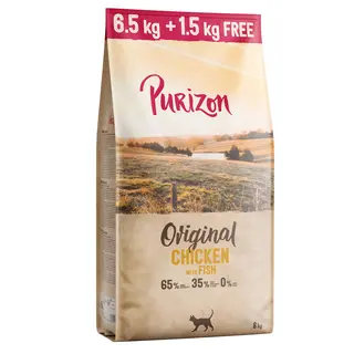 6,5 kg + 1,5 kg gratis! Purizon Adult, karma sucha dla kota, 8 kg - Kurczak i ryba – bez zbóż (NOWA RECEPTURA)