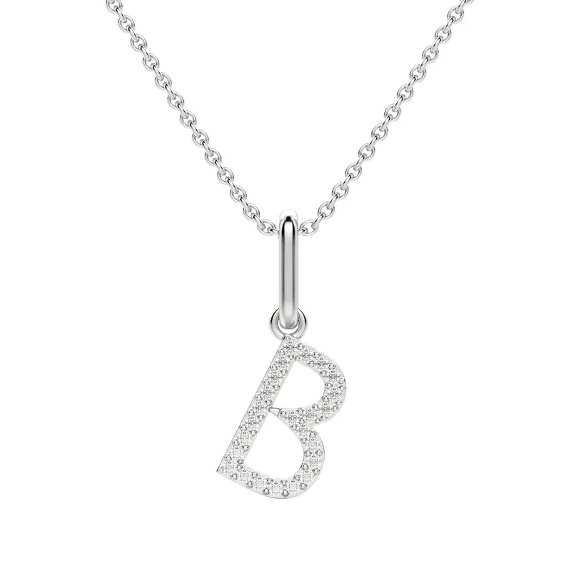 Wisiorek Litera "B" Laboratoryjny Diament 585 Białe Złoto (14K)