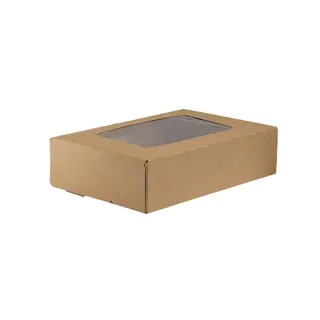 10x Pudełko na ciasto, z okienkiem 31x22x8 cm zamykane TEKTURA LITA brązowy