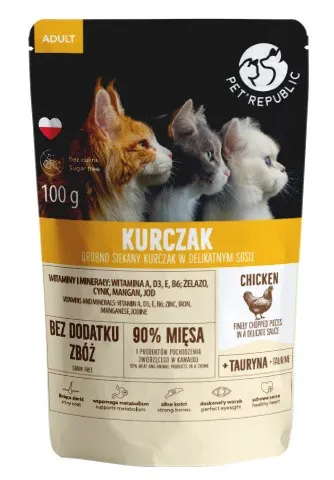 PET REPUBLIC Adult  Kurczak drobno siekany - mokra karma dla kota - 100 g