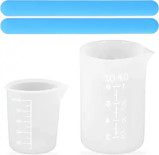 ZESTAW 2 SILIKONOWE KUBKI Z MIARKA 100 ML I 250 ML DO ODLEWANIA ZYWICY
