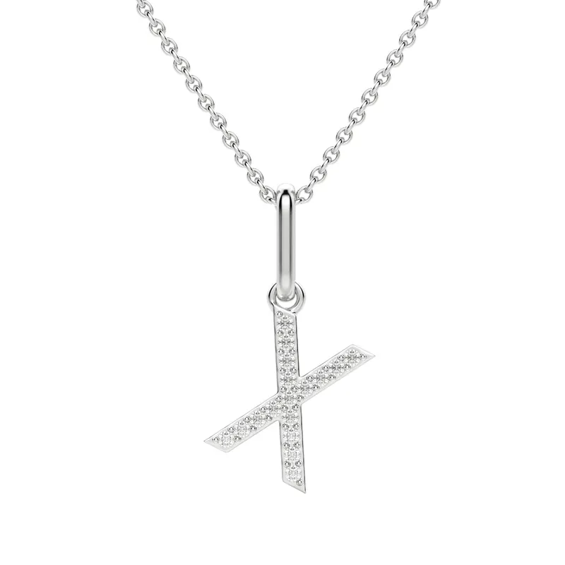 Wisiorek Litera "X" Laboratoryjny Diament 585 Białe Złoto (14K)
