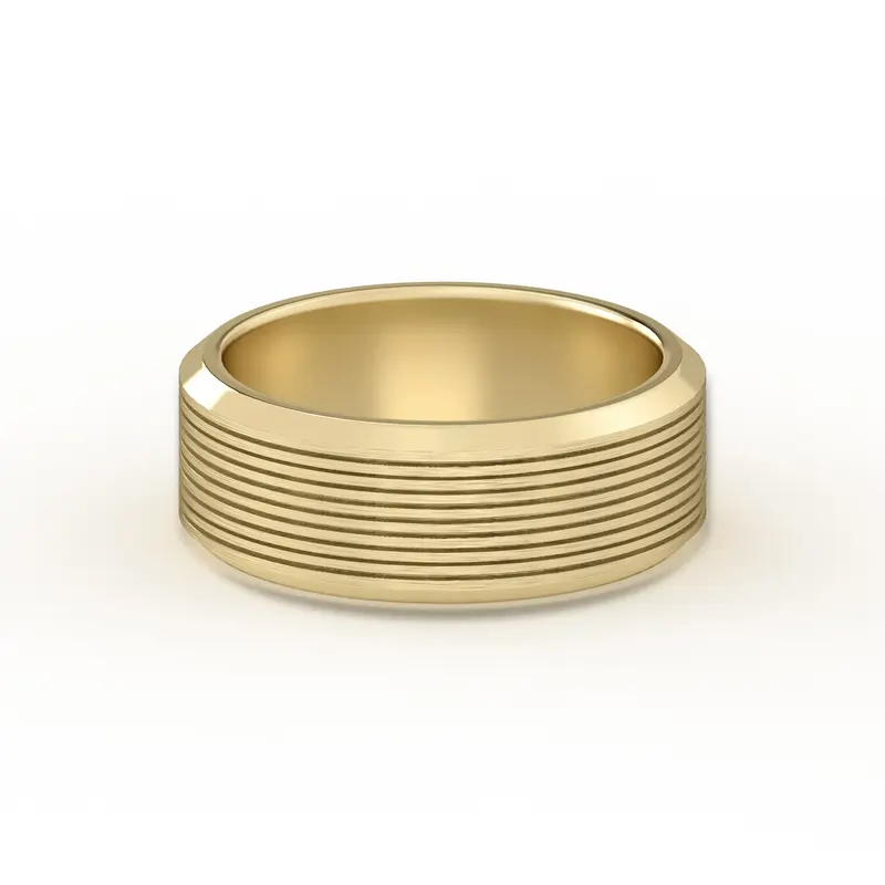 Teksturowana Obrączka Ślubna Edge Satin Finish 585 Żółte Złoto (14K) 7 MM