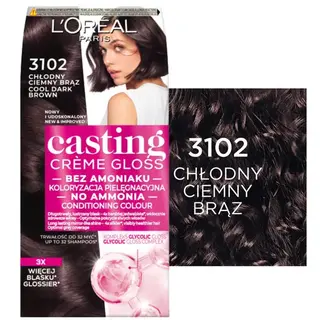 L'Oreal Casting Creme Gloss Farba 3102 Ciemny Chłodny Brąz
