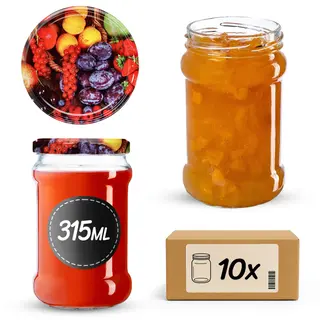 Słoiki na przetwory Seno 315ml 10szt fi 66 mm + wieczka "Mix owoców"