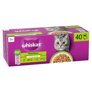 Whiskas 1+ Adult w saszetkach, 40 x 85 g - Mieszany pakiet w galarecie (4 smaki)