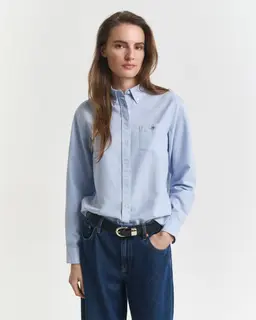 Gant Koszula Damska Z Długim Rękawem Regular Fit Niebieska