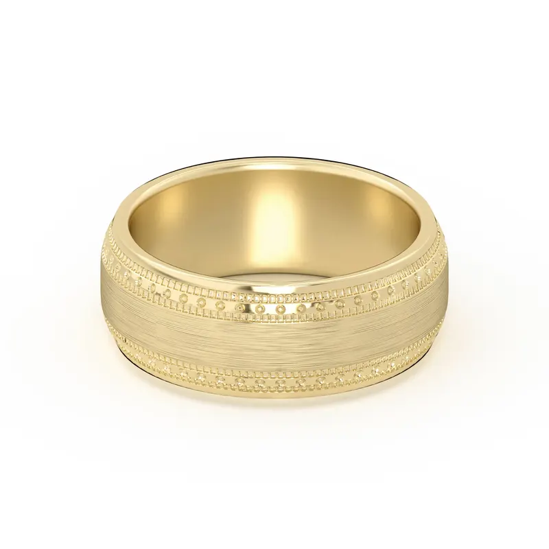 Double Beaded Wysoka Polska Obrączka Ślubna 585 Żółte Złoto (14K) 7 MM
