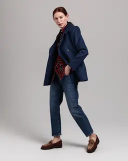 Gant Krótki Płaszcz Damski Z Klasycznym Kołnierzem Regular Fit Granatowy