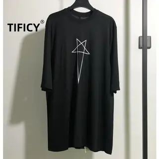 High Street RO Style Tees Dark Pentagram Pattern T-shirt Men's Short Sleeved High Street Loose RO Style Five Quarter Sleeve