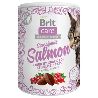 Brit Care Superfruits, łosoś, przysmak dla kota - 3 x 100 g