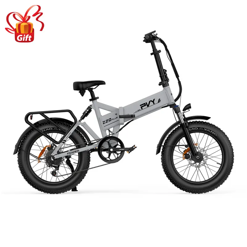 Rower elektryczny PVY Z20 Plus, opony 20 cali, 48 V, 1000 W, 16,5 Ah, prędkość 50 km/h, szary