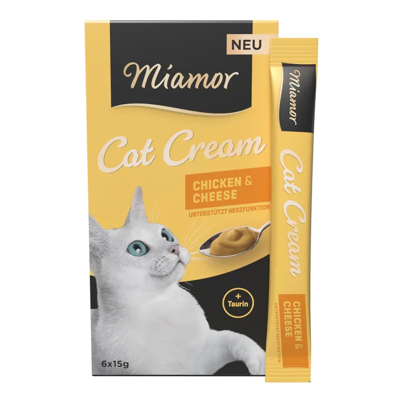 Miamor Cat Cream, kurczak z serem - 6 x 15 g