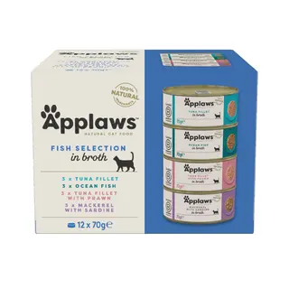 APPLAWS Fish selection multipack in broth Box - mokra karma dla kota - 12x70g