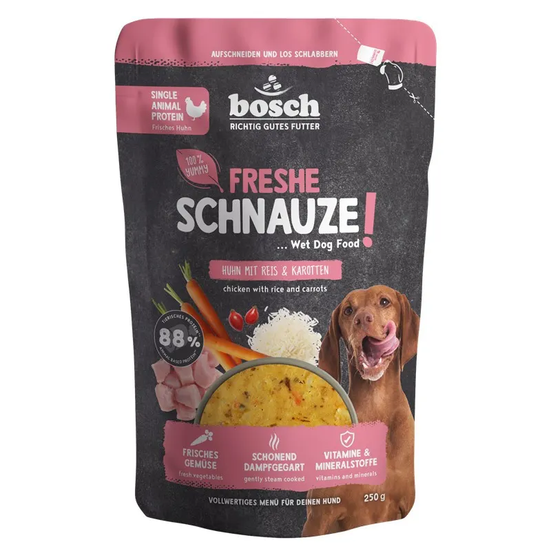 BOSCH Freshe Schnauze z kurczakiem, ryżem i marchewką mono - mokra karma dla psa - 250g