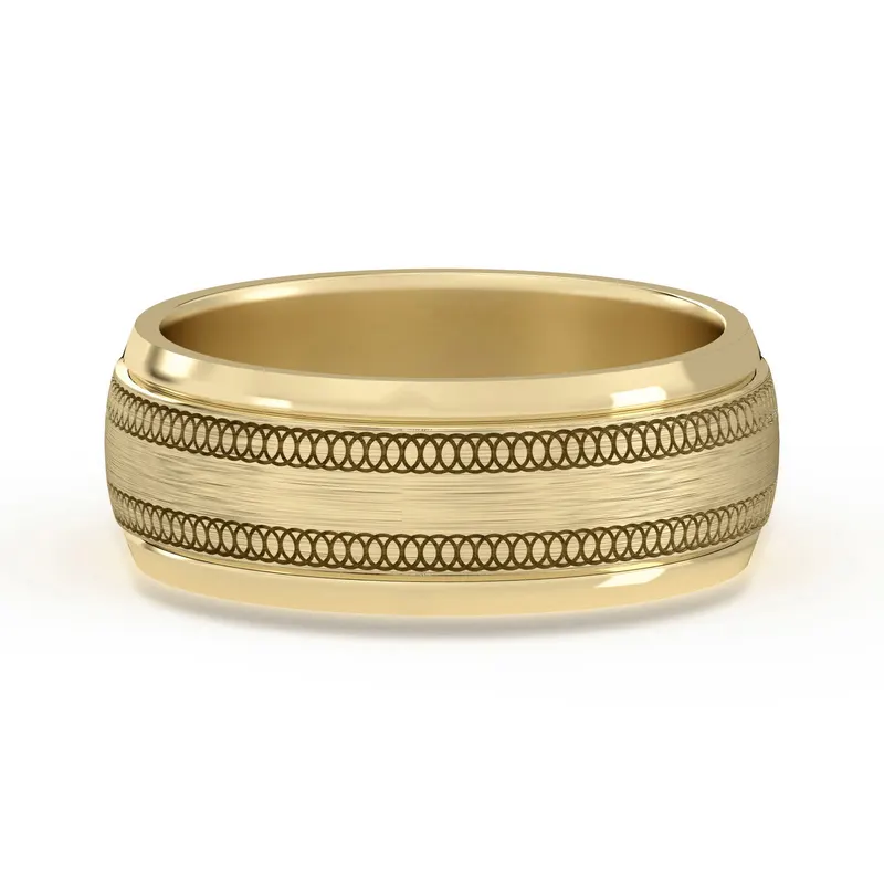 Okrągła z Przeplotem Flat Channel Obrączka Ślubna 585 Żółte Złoto (14K) 7 MM