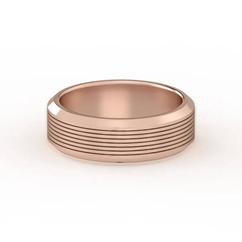 Teksturowana Obrączka Ślubna Edge Satin Finish 585 Różowe Złoto (14K) 6 MM