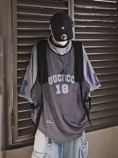 2026 New Fake Two Piece Oversized Tee Women Men Vintage American Street Loose Jersey Tanks Top Short Sleeve Basic T Shirt