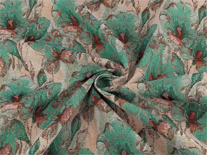 Gobelin - metraż 1 m 4 (275 g/m²) miętowy kwiaty